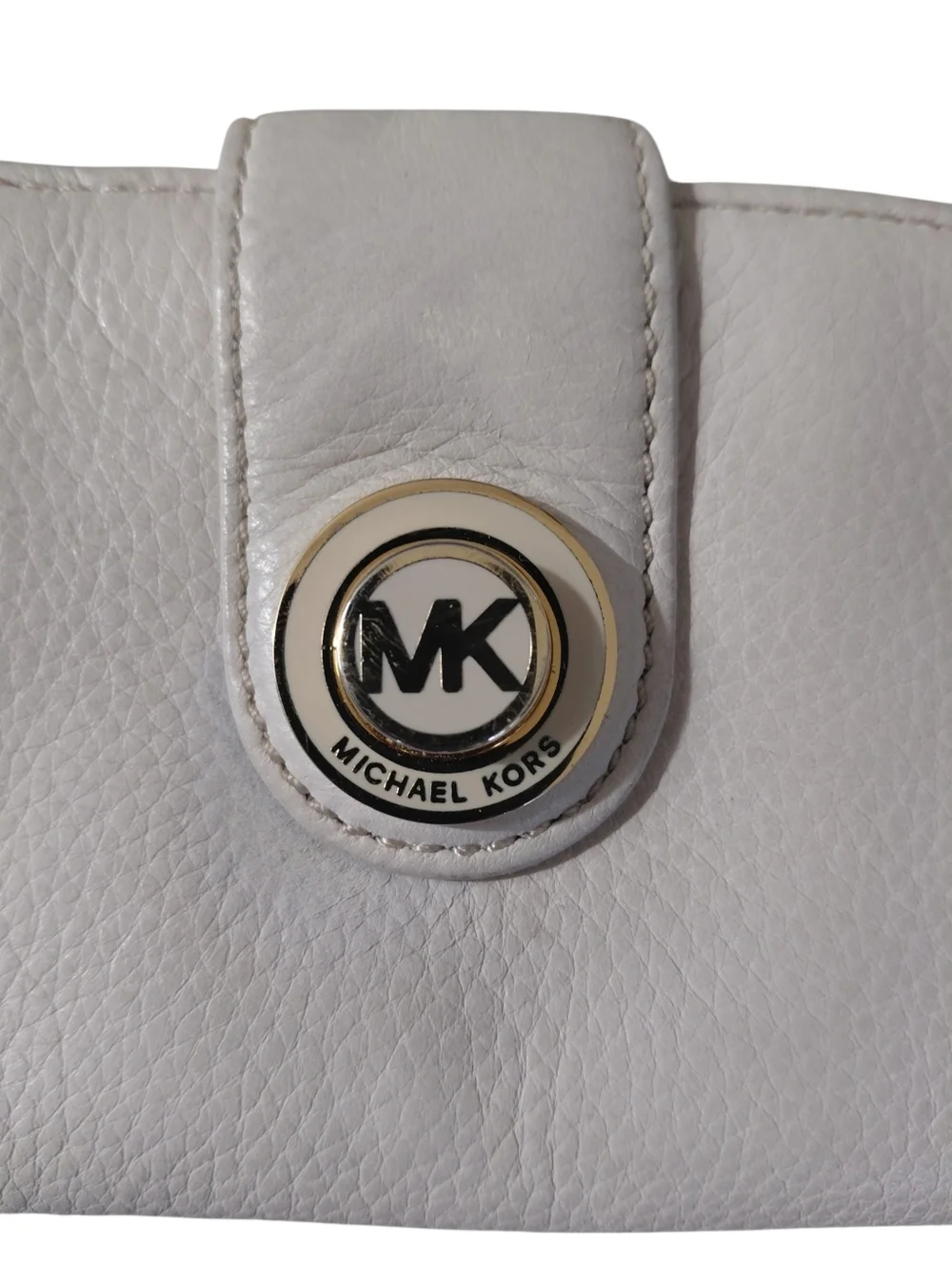 Michael Kors White Leather Snap Continental Wallet